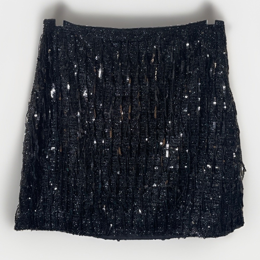 Loft NWT Black Hanging Sequins Flapper Style Short Skirt Women's Size 6